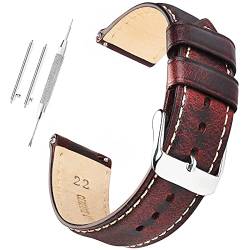 CODFIEDY Leder-Uhrenarmbänder mit Schnellverschluss, 18 mm, 20 mm, 22 mm, für Herren und Damen, Retro-Lederarmband von CODFIEDY