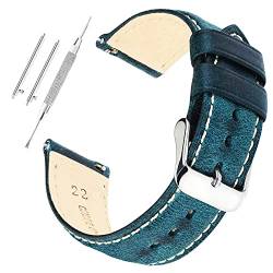 CODFIEDY Leder-Uhrenarmbänder mit Schnellverschluss, 18 mm, 20 mm, 22 mm, für Herren und Damen, Retro-Lederarmband von CODFIEDY