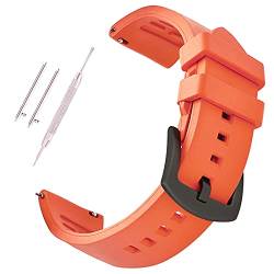Dive/Sports Silikon-Uhrenarmbänder, schnelles Gummiband, 18 mm, 19 mm, 20 mm, 21 mm, 22 mm, 24 mm, für Damen und Herren, Orange Schwarz Schnalle, 18 mm, von CODFIEDY