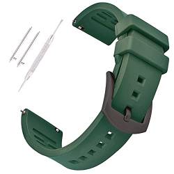 Dive/Sports Silikon Uhrenarmbänder Quick Realese Gummi Uhrenarmbänder 18mm 19mm 20mm 21mm 22mm 24mm für Männer und Frauen, Grüne schwarze Schnalle, 20 mm, Riemen von CODFIEDY