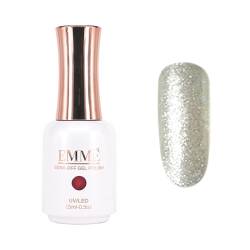 CÔEM - Premium Gel UV Nagellack langanhaltend für UV-Lampe - Gellack Shellac 400 Farben (Glitzer & Metallic) Nail Polish schnelltrocknend & deckend - Gelnagellack 15ml GP226 weiß/silber glitzer von CÔEM