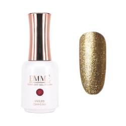 CÔEM - Premium Gel UV Nagellack langanhaltend für UV-Lampe - Gellack Shellac 400 Farben (Glitzer & Metallic) Nail Polish schnelltrocknend & stark deckend - Gelnagellack 15ml GP242 gold/glitzer von CÔEM