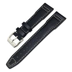 COEPMG Echtleder-Armband für IWC Mark XVIII Le Petit Prince Pilotenuhr 20 mm 21 mm 22 mm Rindsleder (Farbe: Schwarz, Weiß, Silber, Größe: 22 mm) von COEPMG