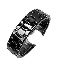 COEPMG Keramikarmband für Armani AR1451 AR1452 AR1400 AR1410 Uhrenarmband mit Edelstahl-Schmetterlingsverschluss 22 24 mm Uhrenarmbänder (Farbe: AR1400) von COEPMG