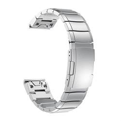 COEPMG Metall-Uhrenarmband für Garmin Fenix 7 7S 7X 5X 5 6X 6Pro 3HR Easyfit Schnellverschluss Edelstahlband Fenix7 Armband (Farbe: Silber, Größe: 22mm Fenix 5 6 Pro) von COEPMG