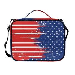COEQINE Bibelhülle mit amerikanischer Flagge, mit Reißverschlusstasche für Damen, leicht, verstellbarer Riemen für Herren von COEQINE