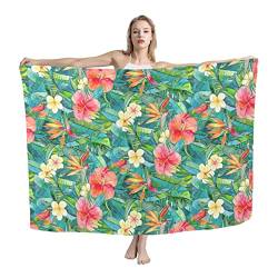 COEQINE Damen Mädchen Schal Wraps Strand Sarong Wrap Schwimmen Pareo Sarongs Cover Ups Badeanzug Bikini Wickelrock, Tropische Blume, onesize von COEQINE