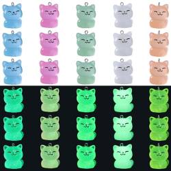 COGCHARGER Leuchtende Katzenanhänger aus Kunstharz, leuchtet im Dunkeln, Mini-Katzenfiguren, niedliche Tier-Anhänger für Armbänder, Halsketten, Ohrringe, Schmuckherstellung, DIY-Ornament-Zubehör, 30 von COGCHARGER