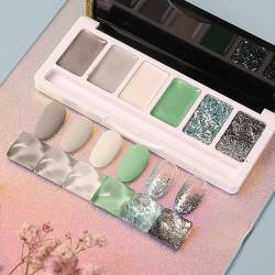 6 Farbe Solid Gel Nagellack Palette,Nude Gel Nagellack, Creme Mud Nail Art Polish Pigment Set für Nagellack Salon für Mädchen Frauen (L) von COGOALL