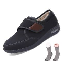 COITROZR Geschwollene Füße Hausschuhe, Elastische Klettstiefel, Luftkissen-Diabetiker-Schuhe, drucklos, leicht und bequem (Color : Black, Size : 37 EU), Schwarz , 37 EU von COITROZR
