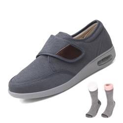COITROZR Hausschuhe für geschwollene füße, Klett Stiefel Stretch, Diabetes Schuhe Air Cushion, Pressure Free, Leicht Und Bequem Gesundheitsschuhe (Color : Gray, Size : 36 EU) von COITROZR