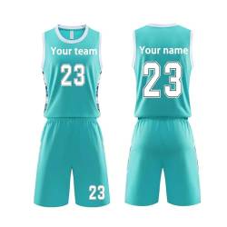 Personalisiertes Basketball Trikot Individuelle Basketball Trikots,Basketballtrikot-Shirts Und Shorts,Personalisiert Mit Ihrem Namen, Ihrer Nummer, Ihrem Team Und Ihrem Logo (Color : Lake Blue, Size von COITROZR