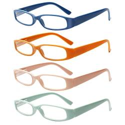 COJWIS 4 Pack Frauen Lesebrille Mode Frühling Scharnier Leser mit Muster drucken Brillen für Damen (4 Farbe Mischen-3, 1.00, x) von COJWIS