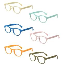 COJWIS Lesebrille 6 pack Federn-Scharnier Brillen Mattes Finish fürein, Kristallgläser gibt Ihnen ultra-klare Sicht, Federscharniere für Frauen (6 Farben, 1.5) von COJWIS