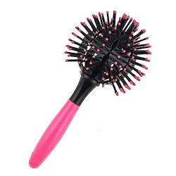 Haarbürste, 3D Bomb Curl Haarbürste, Rund Haarbürste, Entwirrbürste geeignet für Locken & lange Haare von Damen,Herren & Kinder, Haarwerkzeug für lockige Haarkugel (pink) von COLEESON