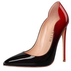 COLETER High Heels für Damen, 12 cm, spitzer Zehenbereich, elegante Schuhe, Stiletto-Absätze, Abend, Party, Pumps, (rot/black), 38 EU von COLETER