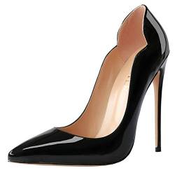 COLETER High Heels für Damen, 12 cm, spitzer Zehenbereich, elegante Schuhe, Stiletto-Absätze, Abend, Party, Pumps, schwarz, 43 EU von COLETER