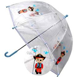 COLLAR AND CUFFS LONDON - Kinderschirm - Pirat - STARK Windproof - Regenschirm Transparent - Verstärkt mit Fiberglas - StormDefender Panoramic - Durchsichtig - Stockschirm von COLLAR AND CUFFS LONDON