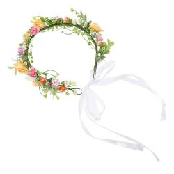 COLLBATH Blumenkrone für Mädchen Haargummis für Mädchen Brautkopfschmuck Blumenhaarband Haarbänder Girlande Tiara Hochzeitshaarschmuck für Bräute Party-Blumenkranz-Stirnband Rose das Foto von COLLBATH