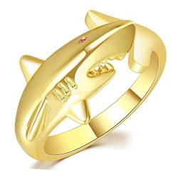 COLLBATH Hai-ring Ozeanringe Modeschmuck Für Damen Halloween-ring Verstellbarer Ring Geburtstagsgeschenk Für Sie Katzenring Vergoldete Ringe Kupfer Tier Europäisch Und Amerikanisch Fräulein von COLLBATH