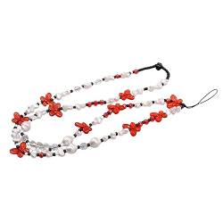 COLLBATH Handy Kette Handgelenksband Schlüsselanhänger Handy-lanyard-strap Perlen-handy-lanyard Weiße Armbänder Perle Handyhülle Schwarzes Dekor Harz Telefon Europäisch Und Amerikanisch von COLLBATH