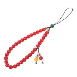 COLLBATH Handykette aus rotem Achat Niedlicher Perlen-Handy-Lanyard Telefon Handyhülle Perlen-Achat-Handyanhänger Handyband für Mädchen kurz Achatperlen Korn Zubehör Damen von COLLBATH