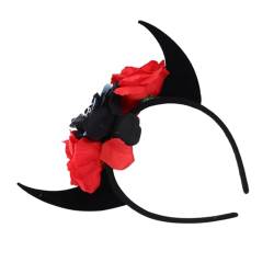 COLLBATH Horn-Stirnband aus künstlichen Blumen Gothic Prinzessin Haargirlande Stirnband aus Horn halloween haarschmuck halloween haarreif kopfschmuck Tiara Halloween-Haare Schädel Kopftaste von COLLBATH