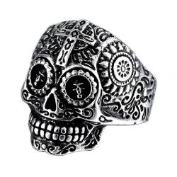 COLLBATH Spoof-Totenkopf-Ring Gothic Ringe für Herren Punk-Eheringe kreuzring cross earrings Herrenringe Ringe für Männer lustiger ring schädel Antiquität von COLLBATH