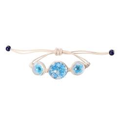 COLLBATH Statement-seilarmband Schwebendes Armband Mit Anhänger Seil-ketten-armband Damenschmuck Glasarmband Mit Getrockneten Blumen Handkette Seilkette Student Pflanze von COLLBATH