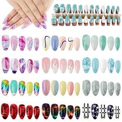 288 Stk Nägel zum Aufkleben Künstlich Bunt Mustern Spitze Press On Fake Nails Falsche Nägel Fingernägel DIY Nagelkunst Nail Art für Frauen Damen von COLOFALLA