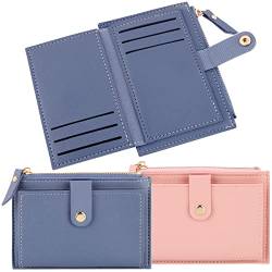 COLOFALLA 2 Stück Portemonnaie Klein Geldbörse Geldbeutel Mini Kartenetui Kartenhalter Brieftasche für Damen Herren Weihnachten Geburtstag Geschenke (Blau+Rosa) von COLOFALLA