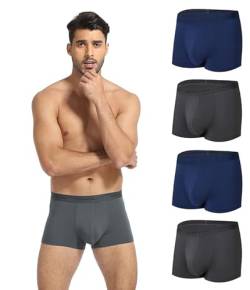 COLORFULLEAF Boxershorts Herren Bambus Viskose 4er Pack Unterwäsche Men Retroshorts Unterhosen Männer mit Elastischem Bund(2BLD,M) von COLORFULLEAF