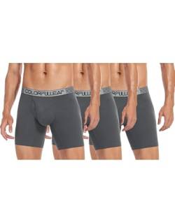 COLORFULLEAF Boxershorts Herren Bio Baumwolle 4er-Pack Unterhosen Männer Basic Trunk Baumwolle Retroshorts in Größe（3Grau,2XL von COLORFULLEAF