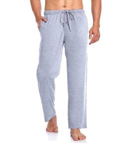 COLORFULLEAF Herren Schlafanzughose 100% Baumwolle Jersey mit Tasche Pyjamahose Lang Relaxed Fit Jogginghose Freizeithose(Blau,S) von COLORFULLEAF