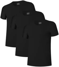 COLORFULLEAF Herren T-Shirt 3er Pack Kurzarm Unterhemd aus Bambus mit Rundhals/V-Ausschnitt Stretch Unterziehshirt Männer(Schwarz,M) von COLORFULLEAF