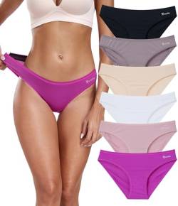 COLORFULLEAF Modal Unterwäsche Damen Unterhosen Weich Slip Panties Mehrpack Bequeme Atmungsaktiv Hipster Schlüpfer für Frauen(Pack 6C,M) von COLORFULLEAF