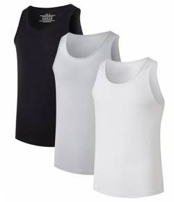 COLORFULLEAF Unterhemd Herren Tank Top aus Bambus 3 Pack Unterhemden Männer Schwarz Weiss Mehrfarbig(Black/Weiß/Grau,M) von COLORFULLEAF