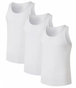 COLORFULLEAF Unterhemd Herren Tank Top aus Bambus 3 Pack Unterhemden Männer Schwarz Weiss Mehrfarbig(Weiß,XL) von COLORFULLEAF