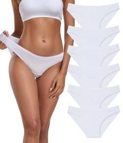 COLORFULLEAF Unterhosen Damen Micro Modal Unterwäsche Frauen 6er Pack Bequeme Weich Mikrofaser Hipster Atmungsaktiv Bikinis Panties (Pack 6W,2XL) von COLORFULLEAF