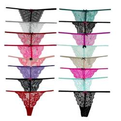 COLOROSES 6er-Pack Spitzen-Tangas für Damen mit G-String, Keine sichtbaren-Höschen, sexy Unterwäsche, Verschiedene Spitzenmuster und Farben, Größe 3XL von COLOROSES