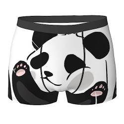 COMAAM Funny Panda Herren Boxershorts (Multi-Faceted) Herren Elastische Boxershorts Leggings Unterhose, Schwarz, Large von COMAAM