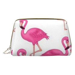 COMAAM Leder Make-up Taschen Bunte Boho Floral Gedruckt Kulturbeutel Tragbare Kosmetiktaschen Täglicher Gebrauch Lagerung Geldbörse Für Frauen, Rosa Flamingo, Einheitsgröße von COMAAM