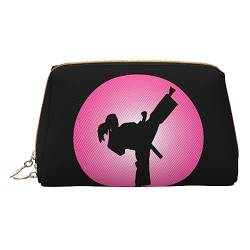 COMAAM Leder Make-up Taschen Taekwondo Design Gedruckt Kulturbeutel Tragbare Kosmetiktaschen Täglicher Gebrauch Lagerung Geldbörse Für Frauen, Taekwondo-Design., Einheitsgröße von COMAAM