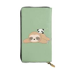 Koala Eat Leaf Leder Lange Handheld Geldbörse Damen Brieftasche Für Kreditkarte Bargeld Münze Lagerung, Süßer Panda und Faultier, Einheitsgröße von COMAAM