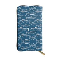 Lustige Yoga Frosch Leder Lange Handheld Brieftasche Frauen Brieftasche Für Kreditkarte Bargeld Münze Lagerung, Meeresfische, Einheitsgröße von COMAAM