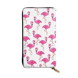 Nette Pommersche Leder lange Handbrieftasche Frauen Brieftasche für Kreditkarte Bargeld Münze Speicher, Rosa Flamingo, Einheitsgröße von COMAAM