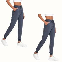 COMEOR Jogginghose Damen - Baumwolle Sporthose Lang, Trainingshosen, Frauen Freizeithosen, Sweatpants mit Regular Passform für Fitness, Yoga, Freizeit (2 Pack Dunkelgrau XL) von COMEOR