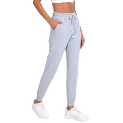 COMEOR Jogginghose Damen - Baumwolle Sporthose Lang, Trainingshosen, Frauen Freizeithosen, Sweatpants mit Regular Passform für Fitness, Yoga, Freizeit (Grau 2XL) von COMEOR