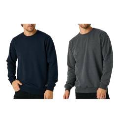 COMEOR Sweatshirt Herren Pullover Ohne Kapuze (2 Pack Schwarz/Dunkelblau XL) von COMEOR