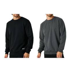 COMEOR Sweatshirt Herren Pullover Ohne Kapuze (2 Pack Schwarz/Dunkelgrau M) von COMEOR